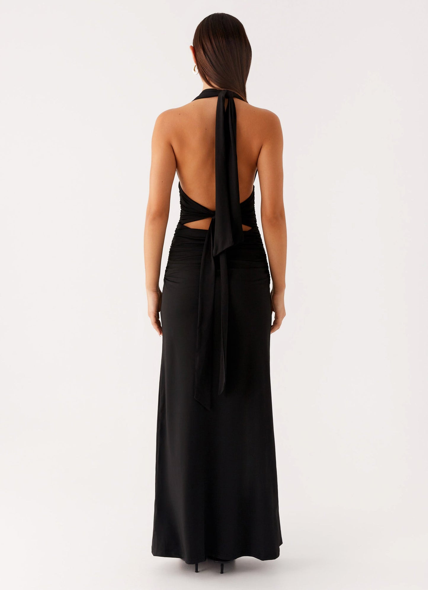 Adalie Halter Neck Midi Dress - Black