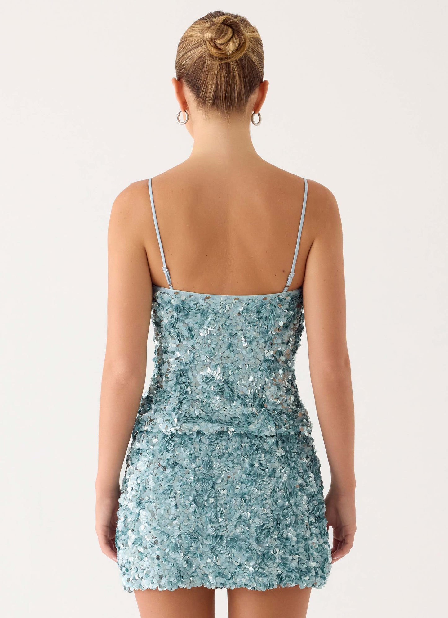 Alayna Sequin Mini Skirt - Aqua