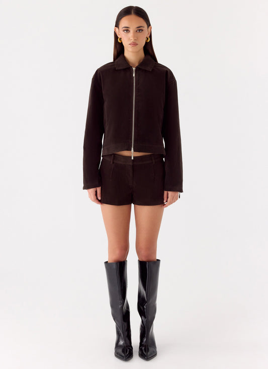 Jeremy Faux Suede Shorts - Chocolate
