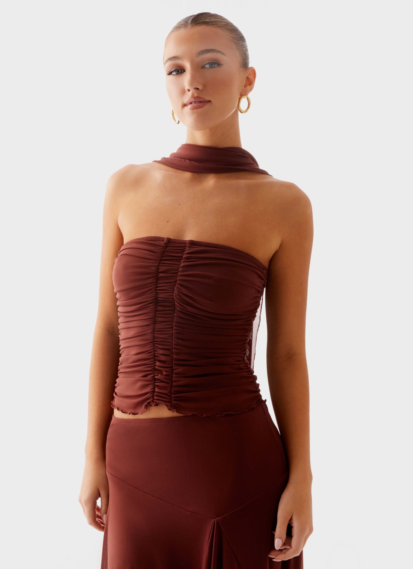Mirage Scarf Top - Chocolate