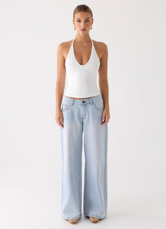 Neo Low Rise Wide Leg Jeans - Light Blue Wash